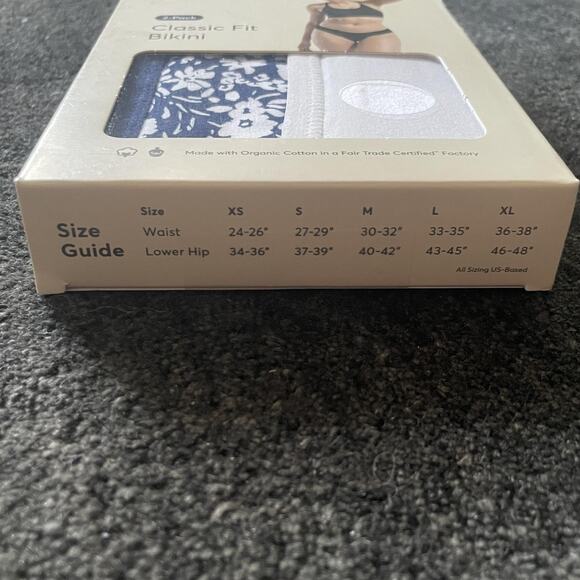 Pact Classic Fit Bikini Womens XL 2 Pack Organic Cotton Underwear Blue White - Picture 5 of 7